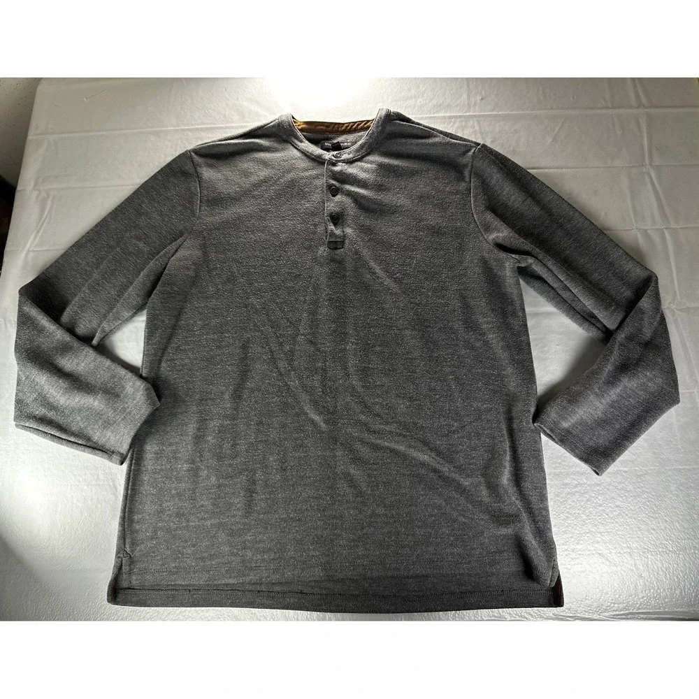 Banana‎ Republic Henley Sweater Mens XL Dark Gray Rayon Poly Blend